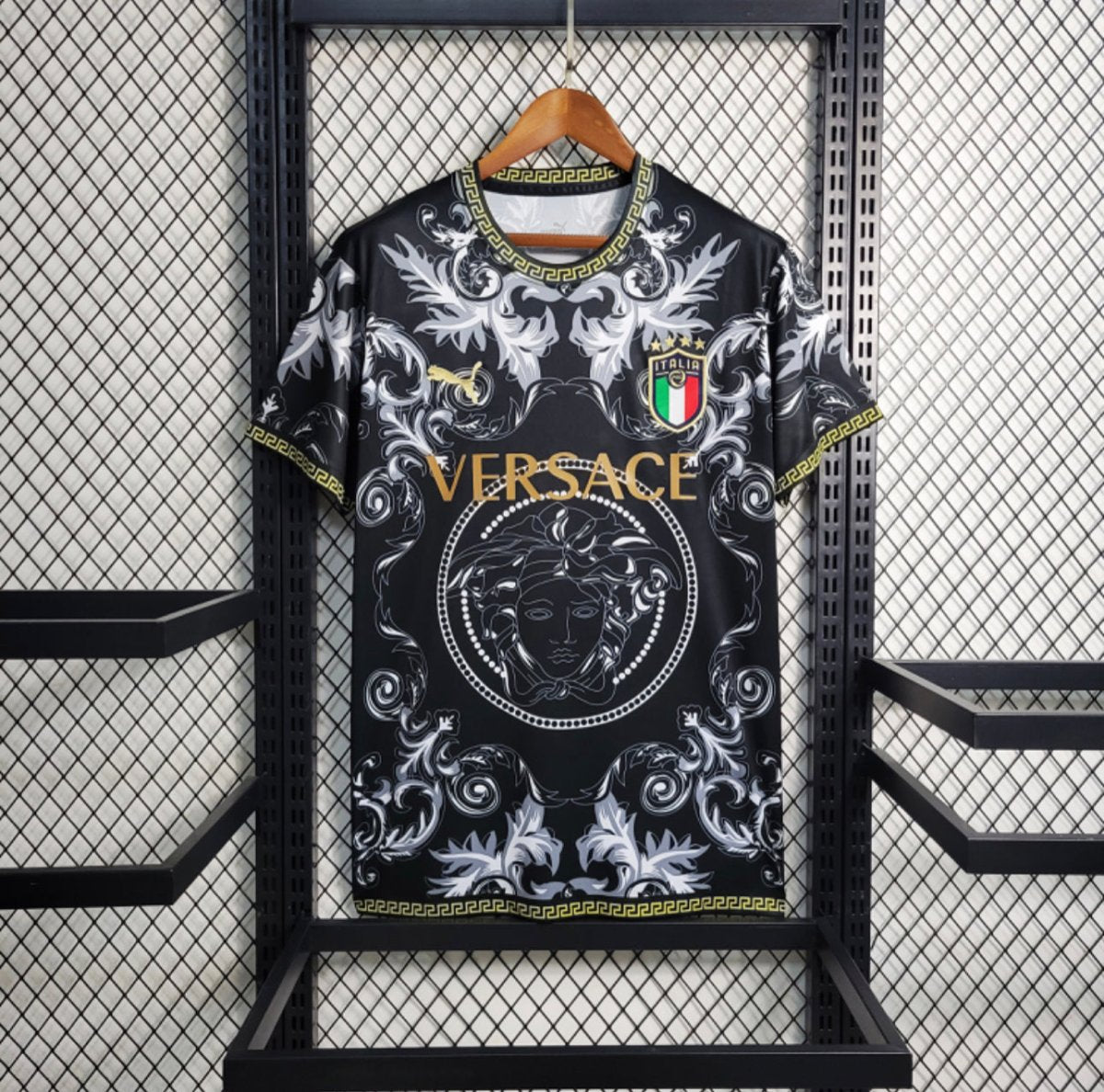 Camisa Itália 23/24 Versace Preta - FUTVERSO