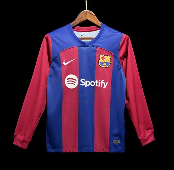 Camisa Barcelona Manga Longa 23/24 Azul e Vermelha - Nike