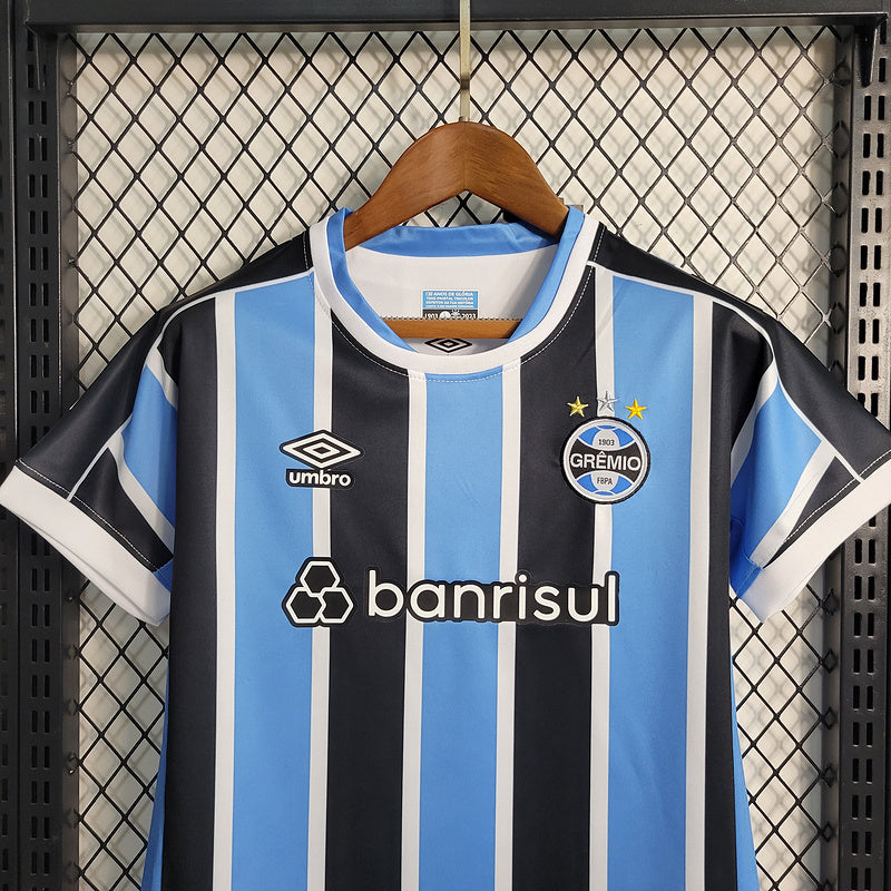 Kit Infantil Grêmio Home 23/24 - Azul/Preto