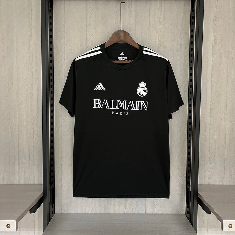 Camisa Real Madrid x Balmain Holográfica 24/25 s/n° Torcedor Masculino - Preto