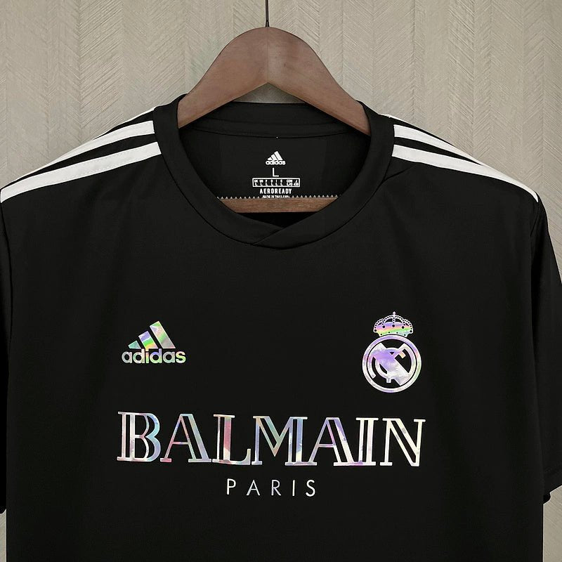 Camisa Real Madrid x Balmain Holográfica 24/25 s/n° Torcedor Masculino - Preto